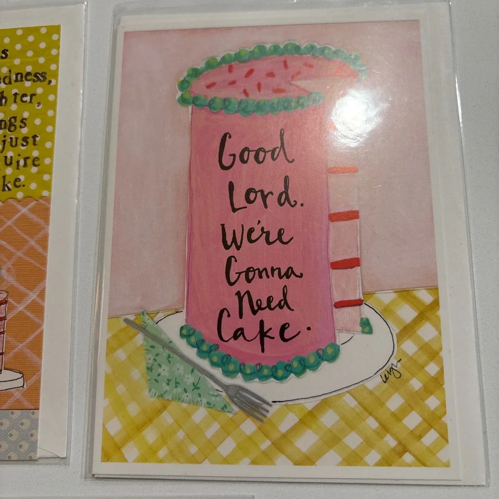 Thinking of You‎ Curly Girl Design 3 Cards Cake Chocolate Humorous Note Cards